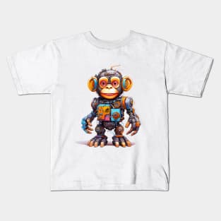 Cartoon monkey robots. T-Shirt, Sticker. Kids T-Shirt